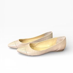 Gianni Bini Beige Leather Pointed Cap Toe Flats Women’s Size 8
